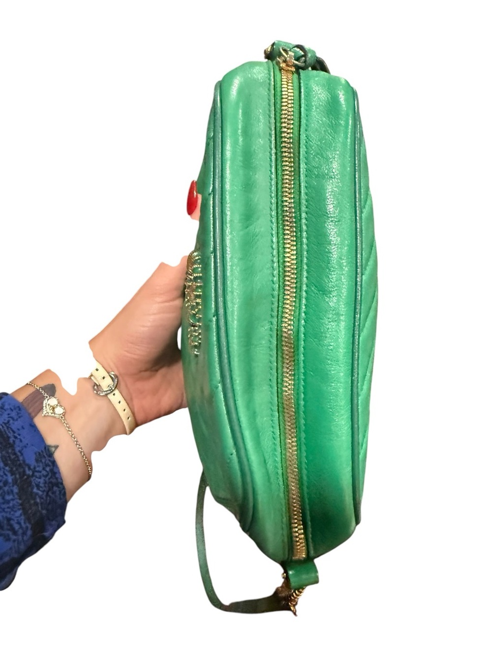 Gucci GG Marmont Small Camera Bag Green Matelassé Leather Crossbody Dustbag - Picture 3 of 15